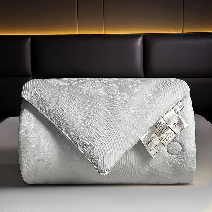 91家纺网 家纺一手货源 找家纺 兴邦家纺 2026新款全棉提花蚕丝被加厚冬被春秋被蚕蛹蛋白被外贸跨境被子被芯直播爆款 浮雕款-花影-灰