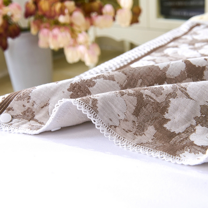 91家纺网 家纺一手货源 找家纺 悦然毛巾被 2025新款全棉纯棉纱布多功能枕巾枕套带扣子 田园碎花咖啡