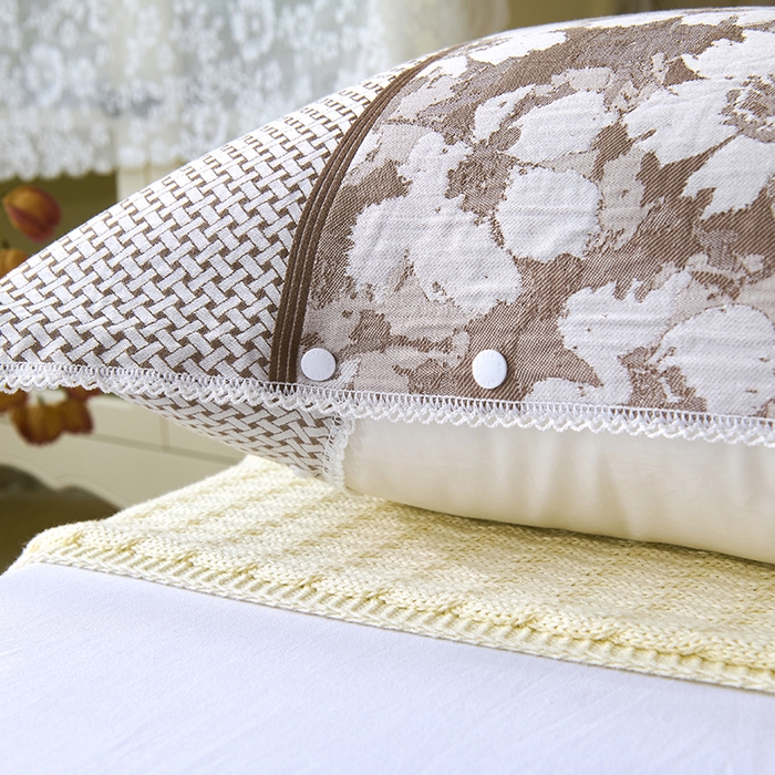 91家纺网 家纺一手货源 找家纺 悦然毛巾被 2025新款全棉纯棉纱布多功能枕巾枕套带扣子 田园碎花咖啡