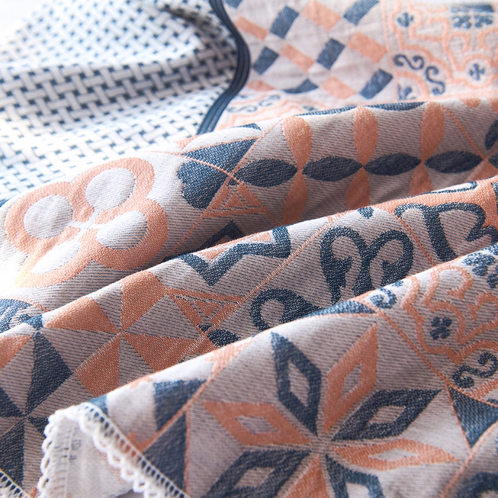 91家纺网 家纺一手货源 找家纺 悦然毛巾被 2025新款全棉纯棉纱布多功能枕巾枕套带扣子 迷梦异域粉