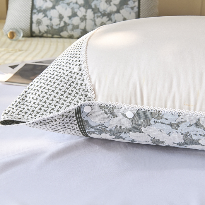 91家纺网 家纺一手货源 找家纺 悦然毛巾被 2025新款全棉纯棉纱布多功能枕巾枕套带扣子 田园碎花灰