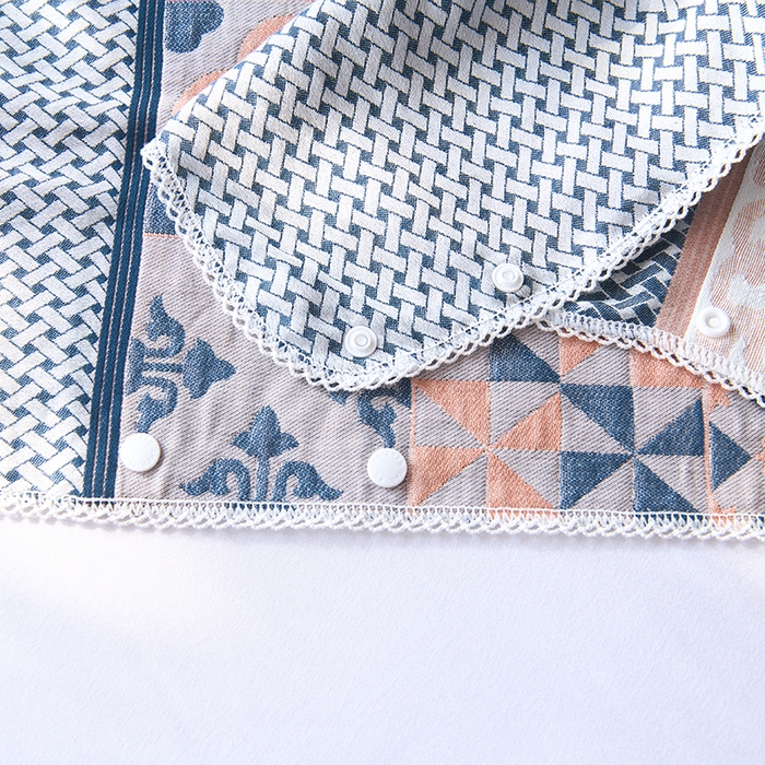 91家纺网 家纺一手货源 找家纺 悦然毛巾被 2025新款全棉纯棉纱布多功能枕巾枕套带扣子 迷梦异域粉