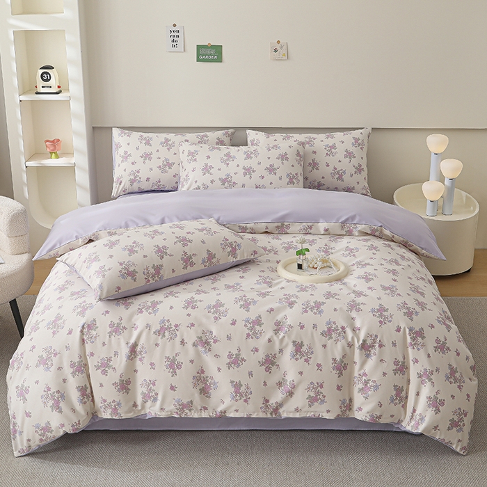 91家纺网 家纺一手货源 找家纺 （总）2025直播新款13372全棉纯棉印花四件套喷气小清新简约热款学生四件套