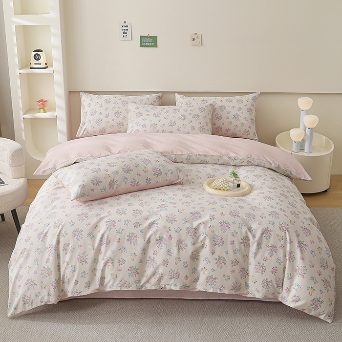 91家纺网 家纺一手货源 找家纺 （总）2025直播新款13372全棉纯棉印花四件套喷气小清新简约热款学生四件套