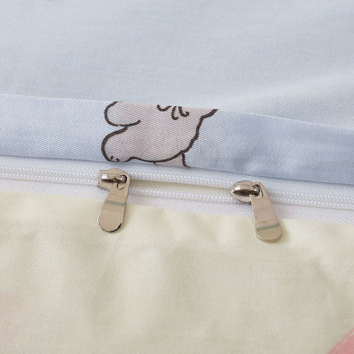 91家纺网 家纺一手货源 找家纺 2025直播新款13372全棉纯棉印花四件套喷气小清新简约热款学生四件套 告白小耶