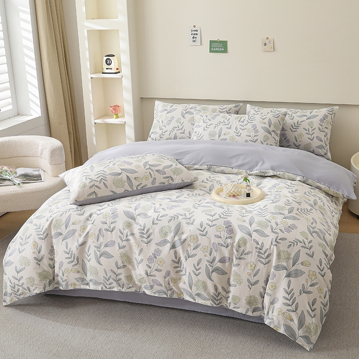 91家纺网 家纺一手货源 找家纺 2025直播新款13372全棉纯棉印花四件套喷气小清新简约热款学生四件套 诗情画意