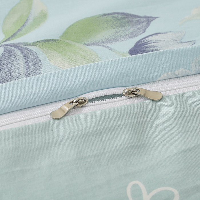 91家纺网 家纺一手货源 找家纺 2025直播新款13372全棉纯棉印花四件套喷气小清新简约热款学生四件套 颜礼-蓝