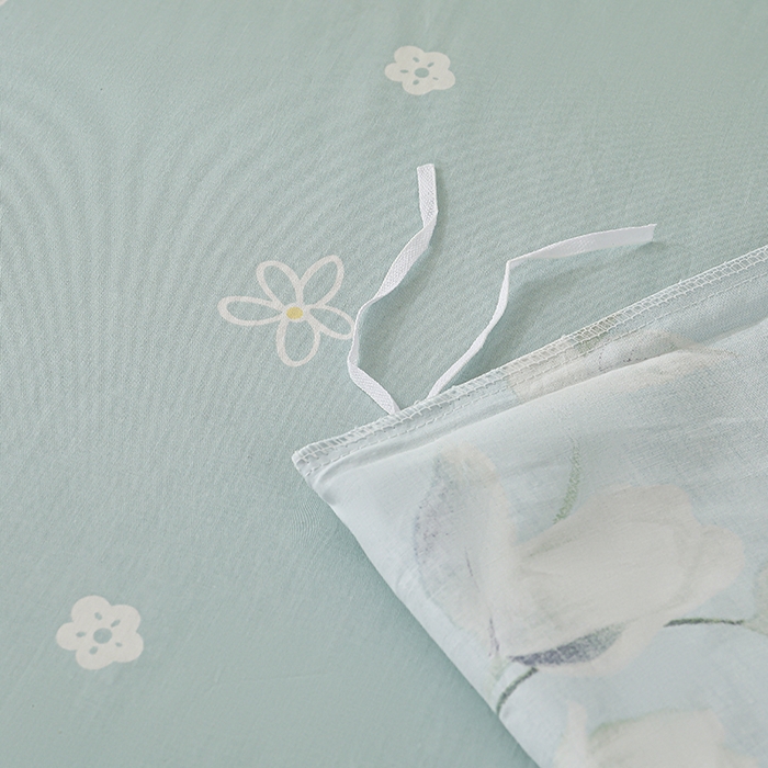 91家纺网 家纺一手货源 找家纺 2025直播新款13372全棉纯棉印花四件套喷气小清新简约热款学生四件套 颜礼-蓝