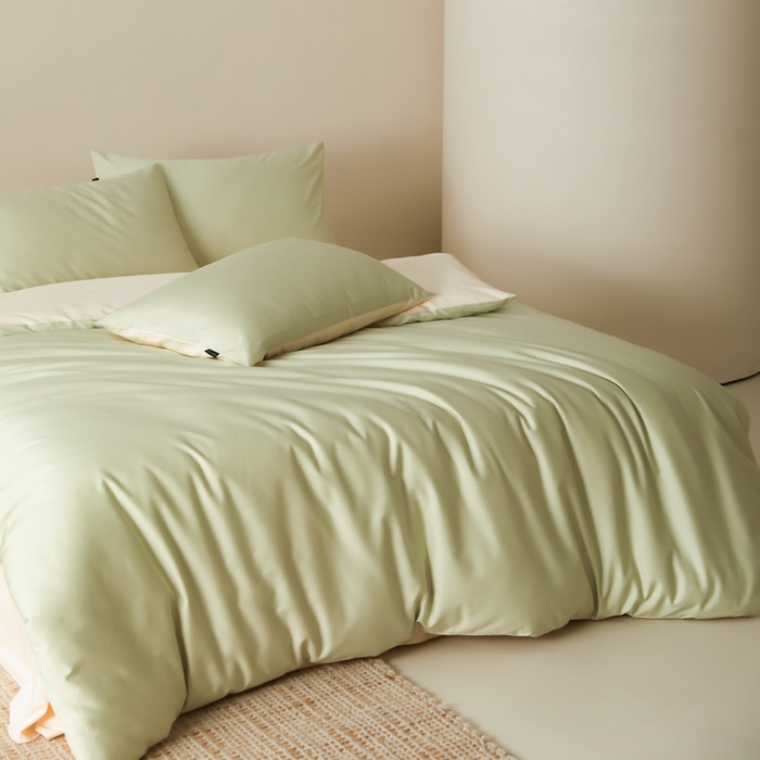 91家纺网 家纺一手货源 找家纺 （总）云栖家居 2025新款全棉纯棉纯色双拼色长绒棉纯棉四件套--极简