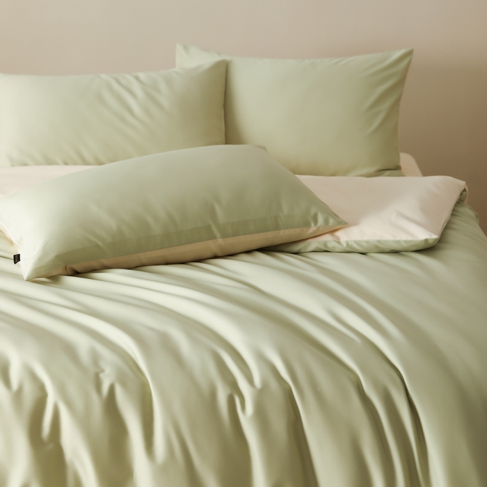 91家纺网 家纺一手货源 找家纺 （总）云栖家居 2025新款全棉纯棉纯色双拼色长绒棉纯棉四件套--极简