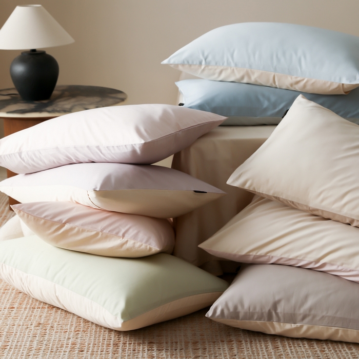 91家纺网 家纺一手货源 找家纺 云栖家居 2025新款全棉纯棉纯色双拼色长绒棉纯棉四件套--极简 组合图仅供参考