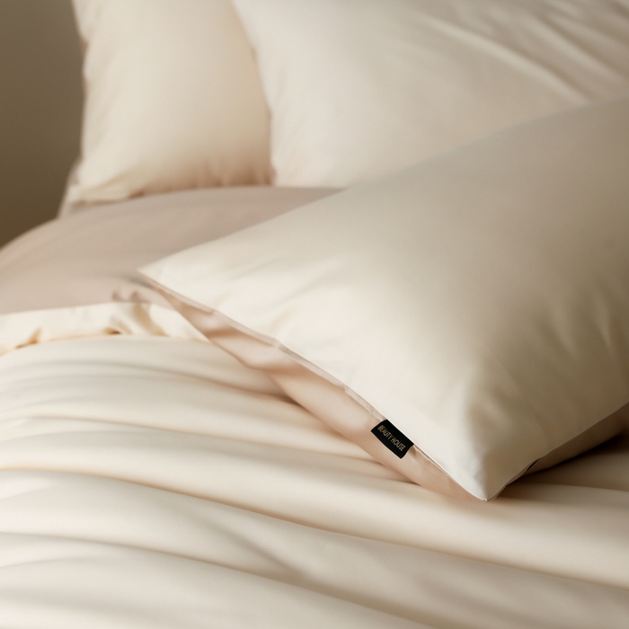 91家纺网 家纺一手货源 找家纺 云栖家居 2025新款全棉纯棉纯色双拼色长绒棉纯棉四件套--极简 米粒碎&极简米