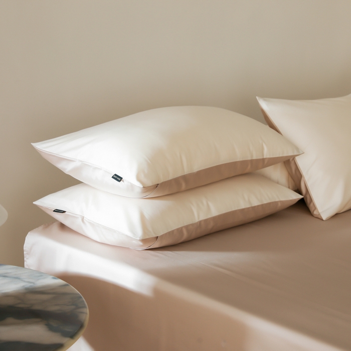 91家纺网 家纺一手货源 找家纺 云栖家居 2025新款全棉纯棉纯色双拼色长绒棉纯棉四件套--极简 米粒碎&极简米