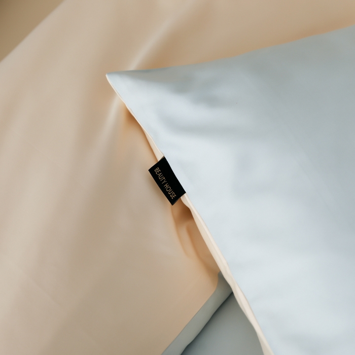 91家纺网 家纺一手货源 找家纺 云栖家居 2025新款全棉纯棉纯色双拼色长绒棉纯棉四件套--极简 浅云兰&米粒碎