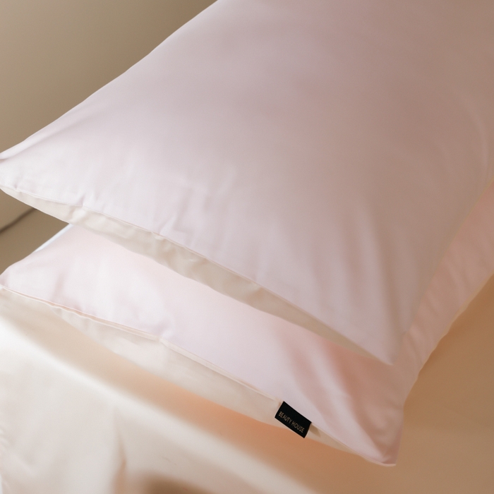 91家纺网 家纺一手货源 找家纺 云栖家居 2025新款全棉纯棉纯色双拼色长绒棉纯棉四件套--极简 玉兰粉&米粒碎