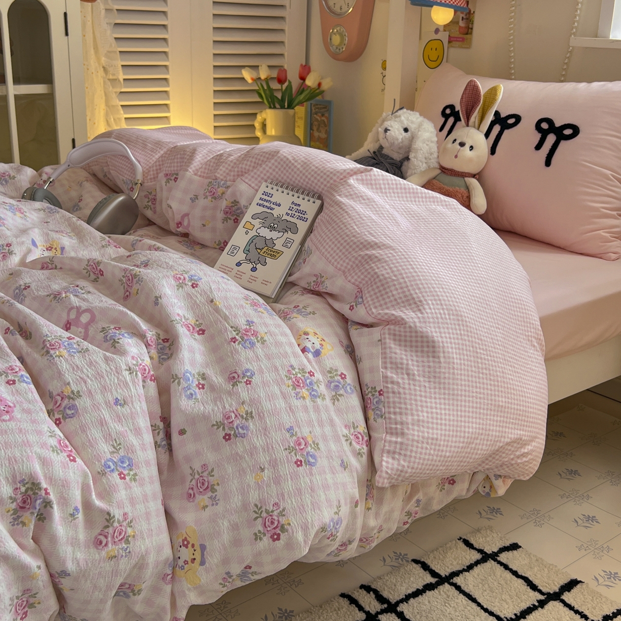 91家纺网 家纺一手货源 找家纺 三元色 2025新款云感毛巾绣学生三件套 猫咪花园