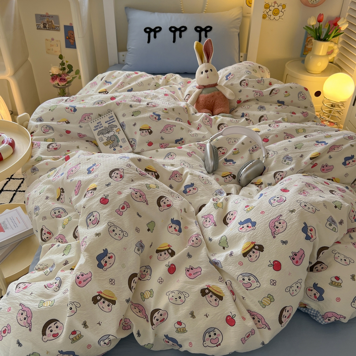 91家纺网 家纺一手货源 找家纺 三元色 2025新款云感毛巾绣学生三件套 小新乐园