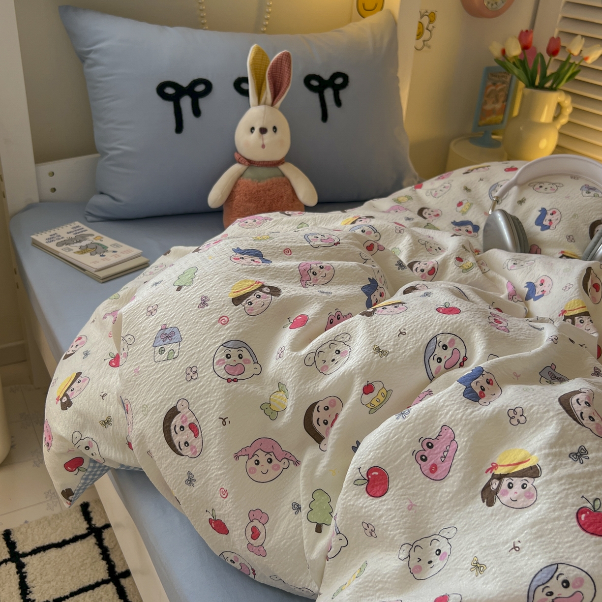 91家纺网 家纺一手货源 找家纺 三元色 2025新款云感毛巾绣学生三件套 小新乐园