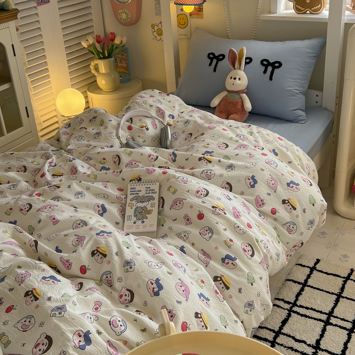 91家纺网 家纺一手货源 找家纺 三元色 2025新款云感毛巾绣学生三件套 小新乐园