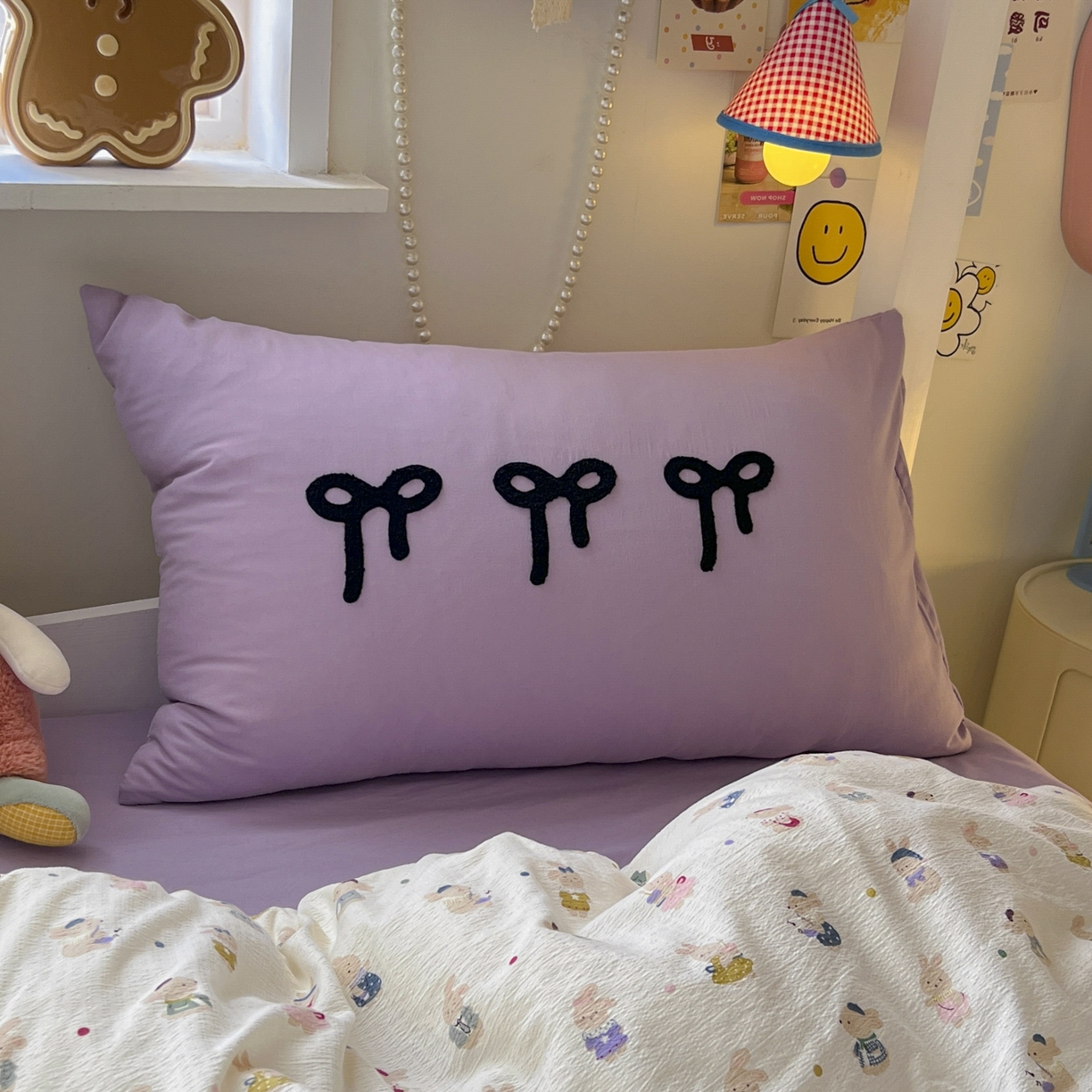 91家纺网 家纺一手货源 找家纺 三元色 2025新款云感毛巾绣学生三件套 心动萌兔