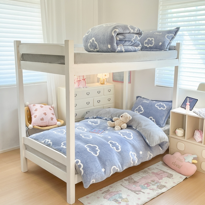 91家纺网 家纺一手货源 找家纺 川悦生活 2025新款立体雪花绒印花四件套学生床系列一场景一 奶味云朵