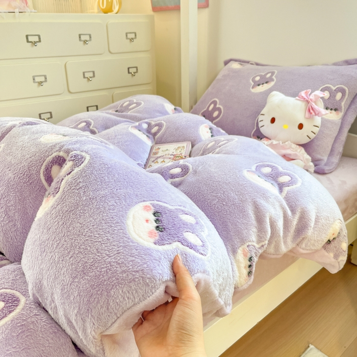 91家纺网 家纺一手货源 找家纺 川悦生活 2025新款立体雪花绒印花四件套学生床系列一场景一 妮娜兔