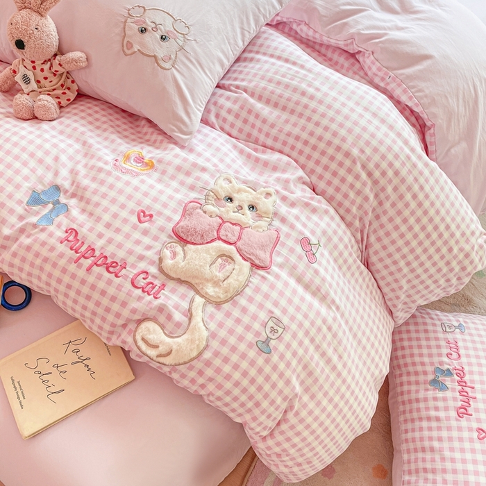 91家纺网 家纺一手货源 找家纺 （总）雨帆家纺 2025新款可爱卡通水洗棉贴布绣四件套