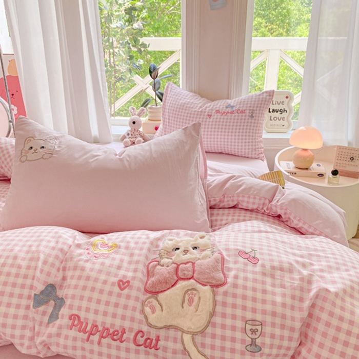 91家纺网 家纺一手货源 找家纺 （总）雨帆家纺 2025新款可爱卡通水洗棉贴布绣四件套