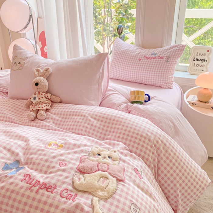 91家纺网 家纺一手货源 找家纺 （总）雨帆家纺 2025新款可爱卡通水洗棉贴布绣四件套