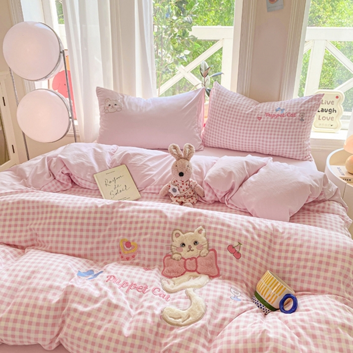 91家纺网 家纺一手货源 找家纺 （总）雨帆家纺 2025新款可爱卡通水洗棉贴布绣四件套