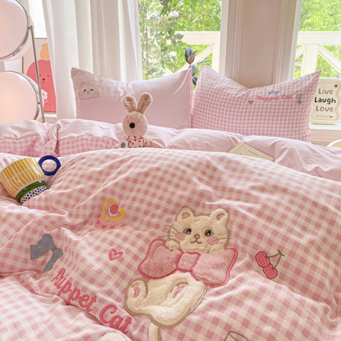 91家纺网 家纺一手货源 找家纺 （总）雨帆家纺 2025新款可爱卡通水洗棉贴布绣四件套