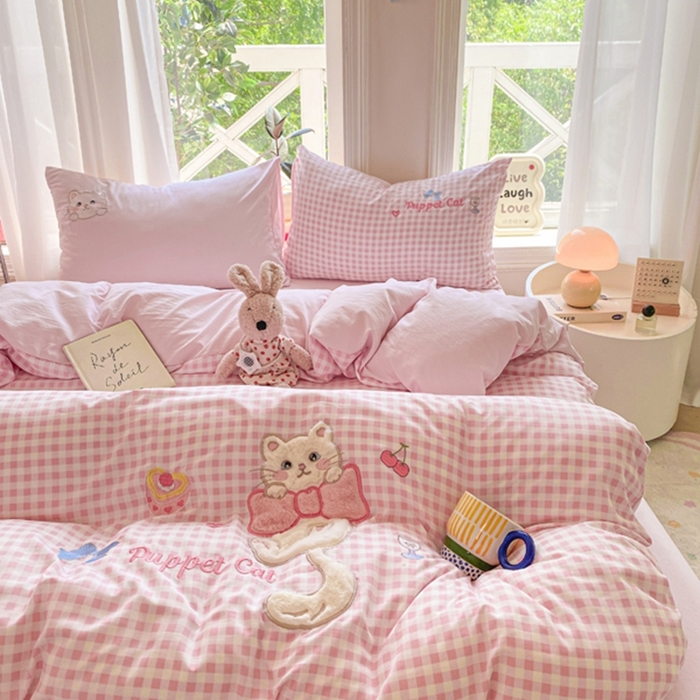 91家纺网 家纺一手货源 找家纺 （总）雨帆家纺 2025新款可爱卡通水洗棉贴布绣四件套