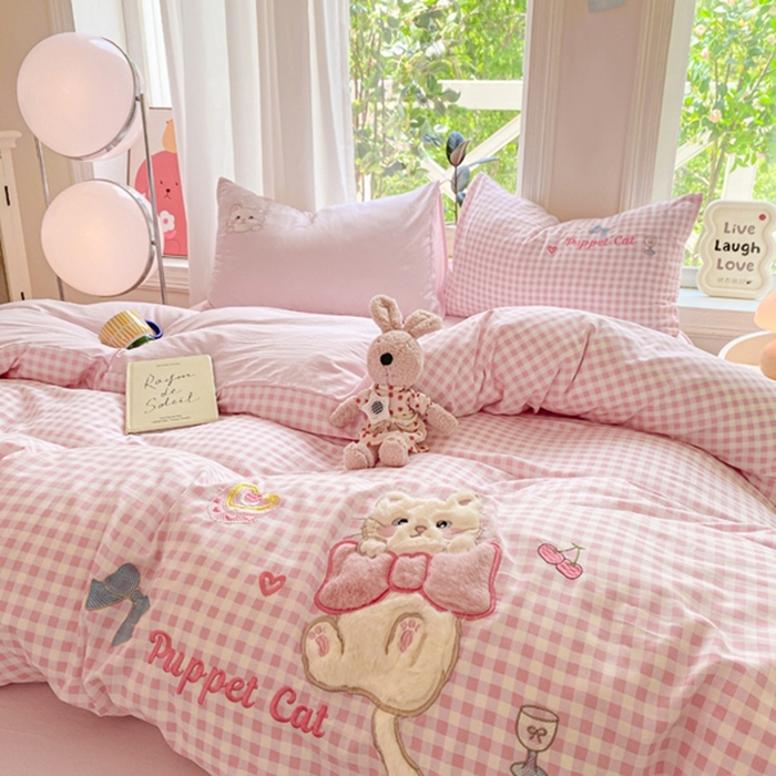 91家纺网 家纺一手货源 找家纺 （总）雨帆家纺 2025新款可爱卡通水洗棉贴布绣四件套