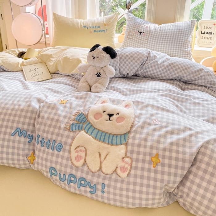 91家纺网 家纺一手货源 找家纺 （总）雨帆家纺 2025新款可爱卡通水洗棉贴布绣四件套