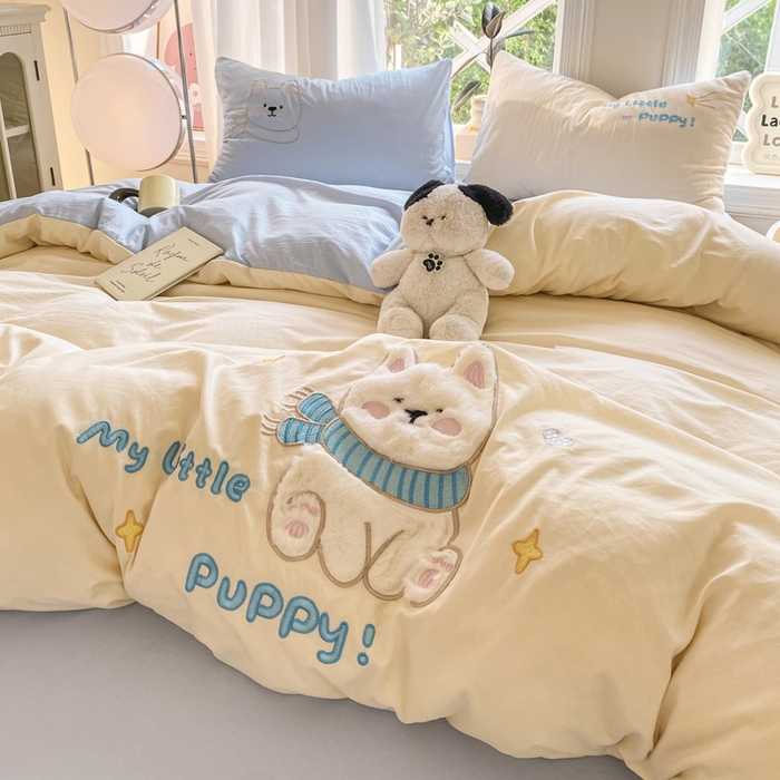 91家纺网 家纺一手货源 找家纺 （总）雨帆家纺 2025新款可爱卡通水洗棉贴布绣四件套