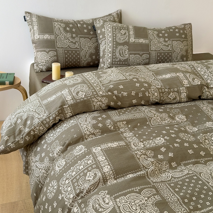 91家纺网 家纺一手货源 找家纺 竹合家纺 2025秋冬新品爆款加厚高克重复古风皱皱印花四件套奥利维亚