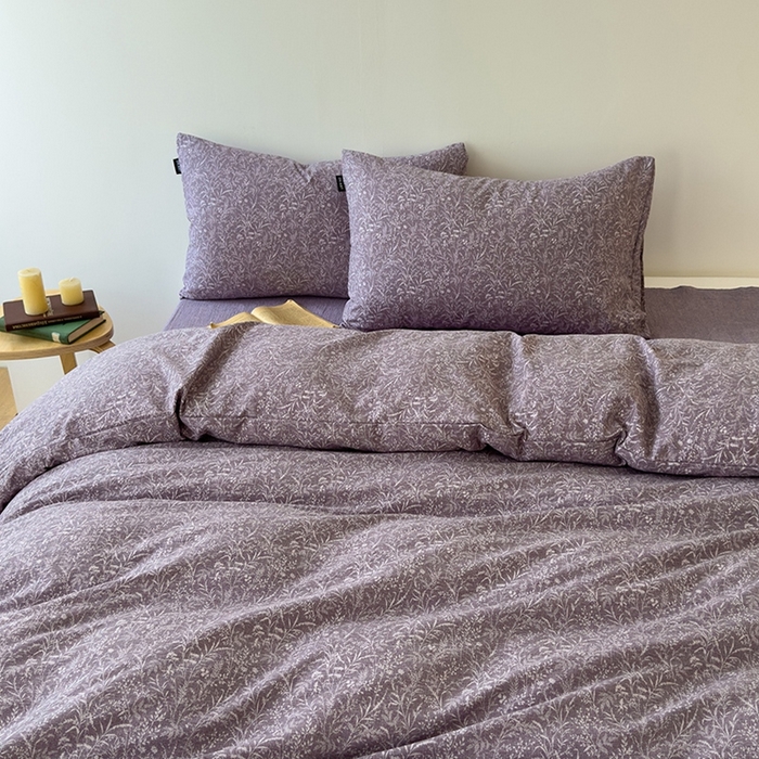 91家纺网 家纺一手货源 找家纺 竹合家纺 2025秋冬新品爆款加厚高克重复古风皱皱印花四件套米兰紫