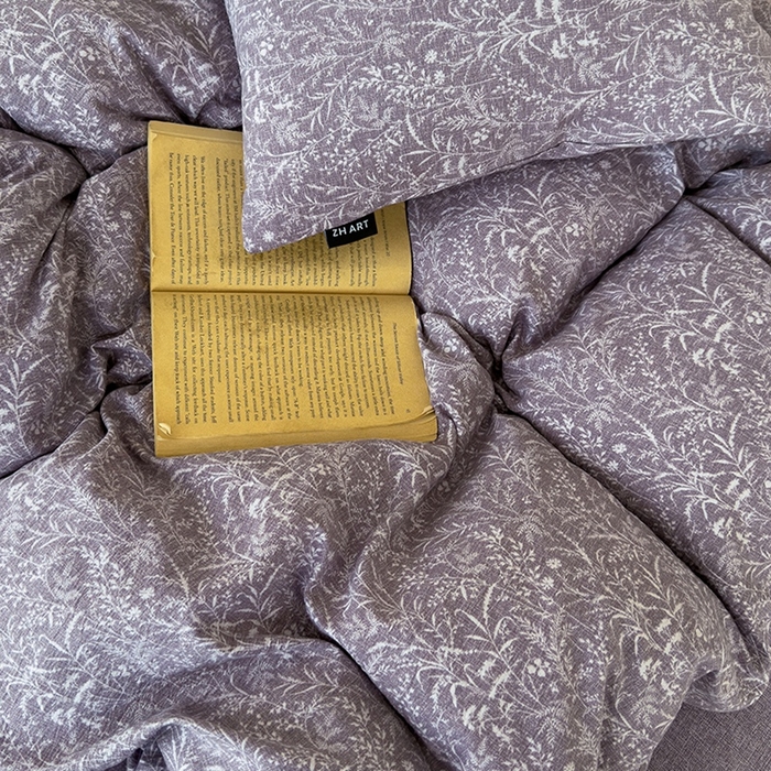 91家纺网 家纺一手货源 找家纺 竹合家纺 2025秋冬新品爆款加厚高克重复古风皱皱印花四件套米兰紫