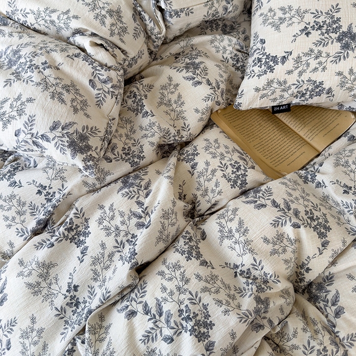 91家纺网 家纺一手货源 找家纺 竹合家纺 2025秋冬新品爆款加厚高克重复古风皱皱印花四件套莫里