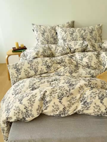 91家纺网 家纺一手货源 找家纺 竹合家纺 2025秋冬新品爆款加厚高克重复古风皱皱印花四件套莫里