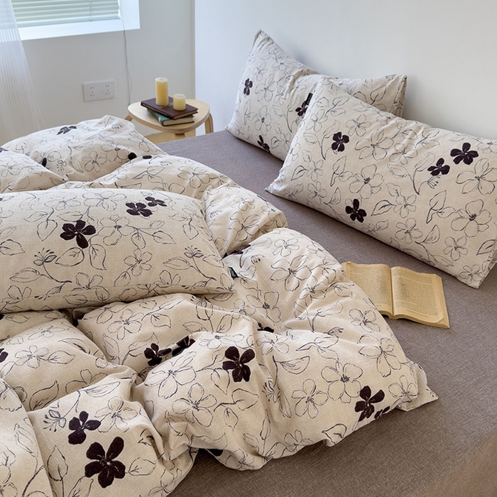 91家纺网 家纺一手货源 找家纺 竹合家纺 2025秋冬新品爆款加厚高克重复古风皱皱印花四件套苏莉