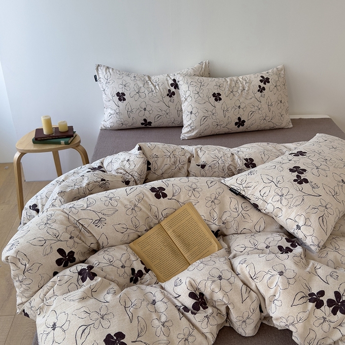 91家纺网 家纺一手货源 找家纺 竹合家纺 2025秋冬新品爆款加厚高克重复古风皱皱印花四件套苏莉