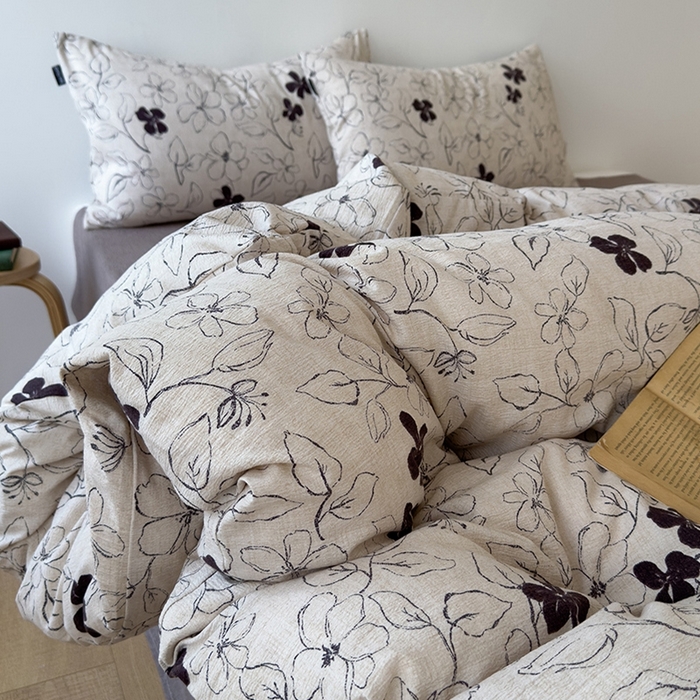 91家纺网 家纺一手货源 找家纺 竹合家纺 2025秋冬新品爆款加厚高克重复古风皱皱印花四件套苏莉