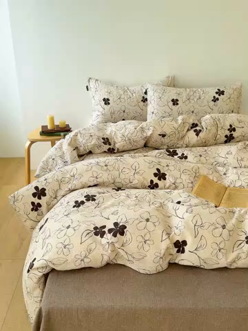 91家纺网 家纺一手货源 找家纺 竹合家纺 2025秋冬新品爆款加厚高克重复古风皱皱印花四件套苏莉