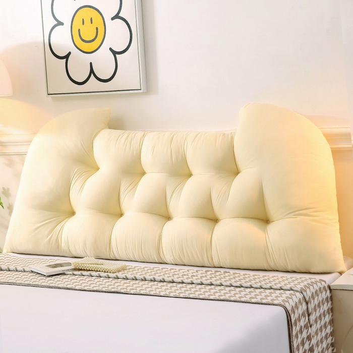 （总）碧尔家居 2025新款学生床头靠垫大靠背卧室床上靠枕米黄榻榻米软包护腰防撞软垫绑带