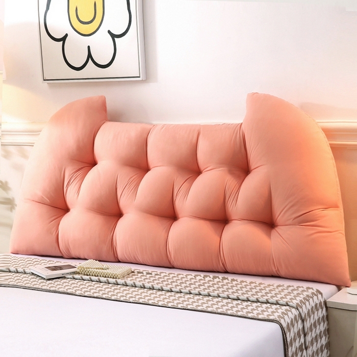 91家纺网 家纺一手货源 找家纺 碧尔家居 2025新款学生床头靠垫大靠背卧室床上靠枕米黄榻榻米软包护腰防撞软垫绑带 浅粉