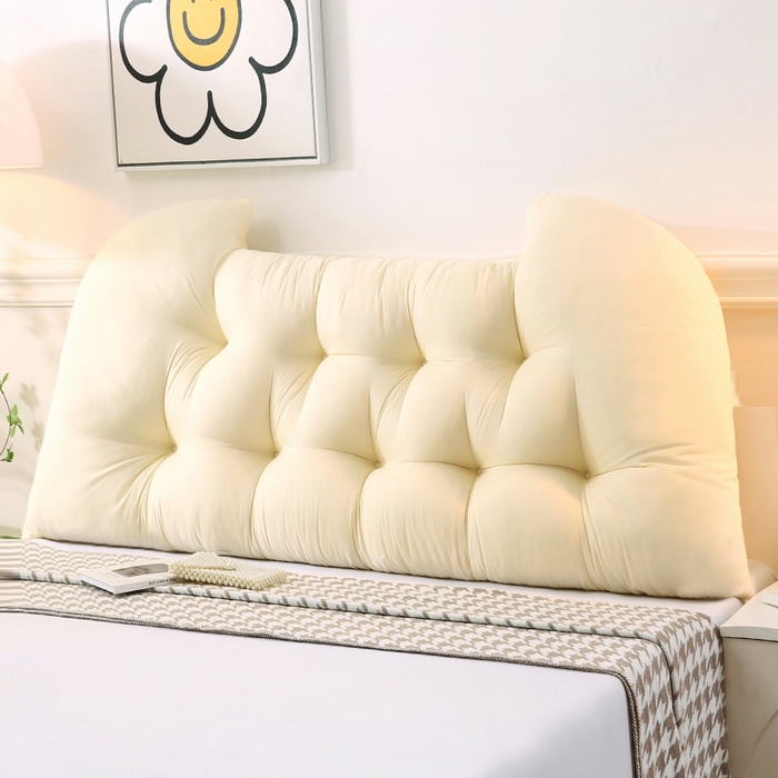 91家纺网 家纺一手货源 找家纺 碧尔家居 2025新款学生床头靠垫大靠背卧室床上靠枕米黄榻榻米软包护腰防撞软垫绑带 米黄