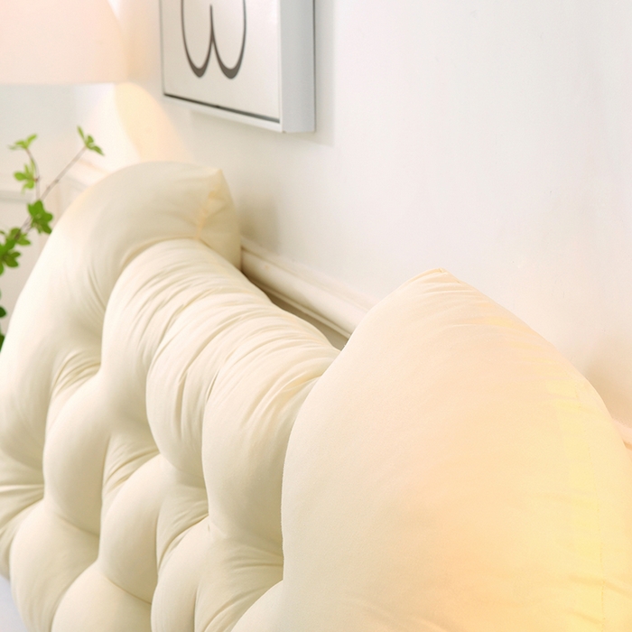 91家纺网 家纺一手货源 找家纺 碧尔家居 2025新款学生床头靠垫大靠背卧室床上靠枕米黄榻榻米软包护腰防撞软垫绑带 米黄