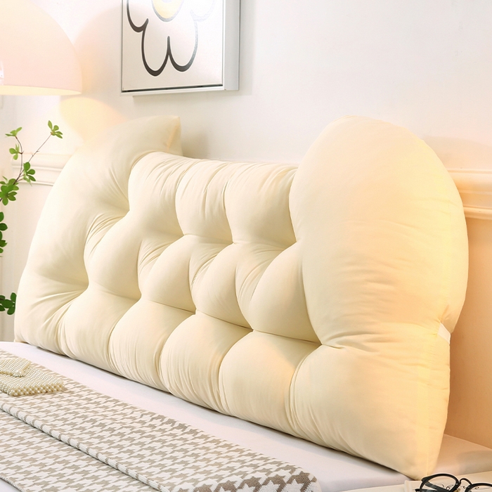 91家纺网 家纺一手货源 找家纺 碧尔家居 2025新款学生床头靠垫大靠背卧室床上靠枕米黄榻榻米软包护腰防撞软垫绑带 米黄