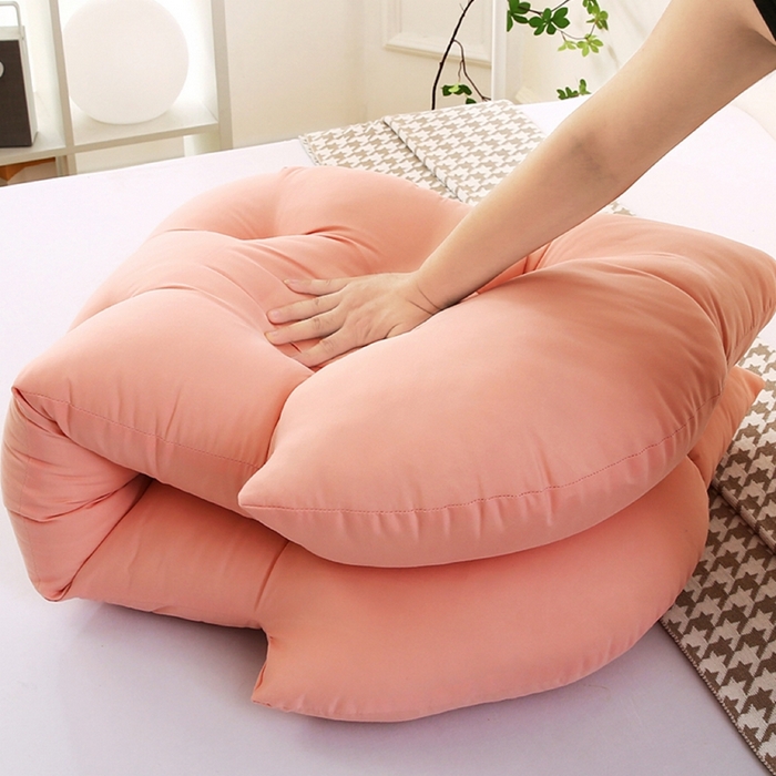 91家纺网 家纺一手货源 找家纺 碧尔家居 2025新款学生床头靠垫大靠背卧室床上靠枕米黄榻榻米软包护腰防撞软垫绑带 浅粉